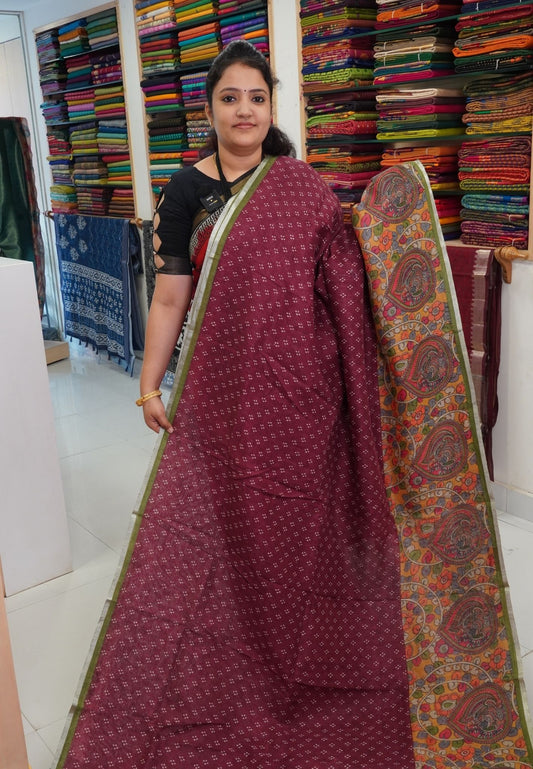Pure Linen Saree - Kalamkari Arakku