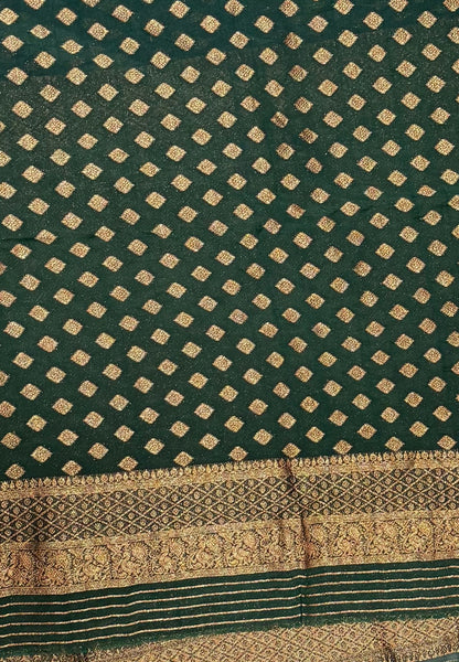 Banarasi Georgette Saree-Blue with Contrast Retapet Border