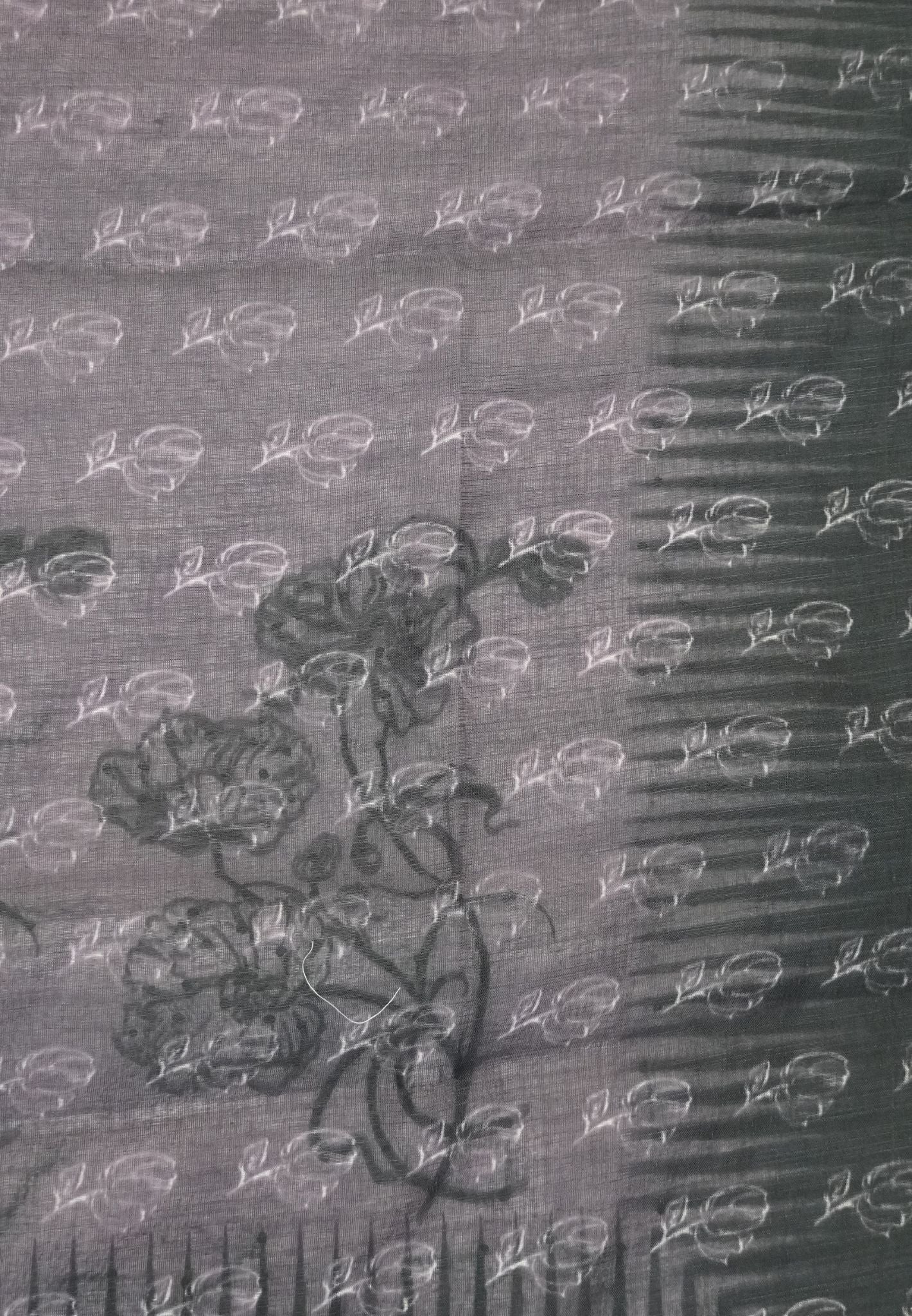 Linen Cotton Saree- Light Purple with French Knot