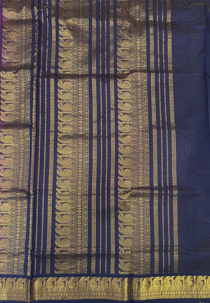 Silk Cotton Saree-Magenta with Contrast Border in Vairaoosi