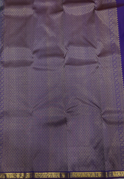 Pure Kanchipuram Silk Saree-Ms Blue with Small Border