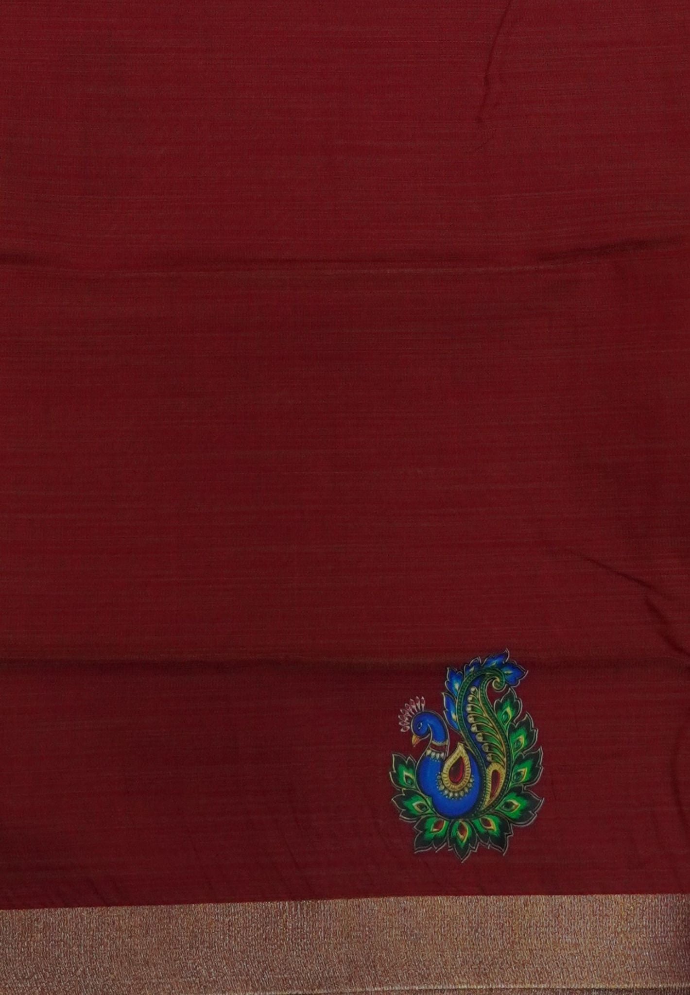 Cora Linen Saree-Beige with Thanjur Print