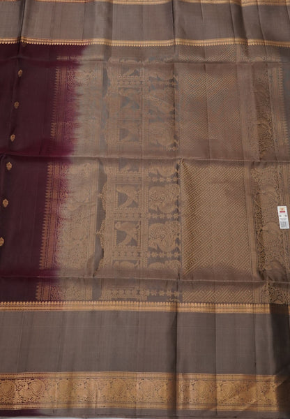 Pure Kanchipuram Silk Saree-Maroon with Contrast Retapet Border