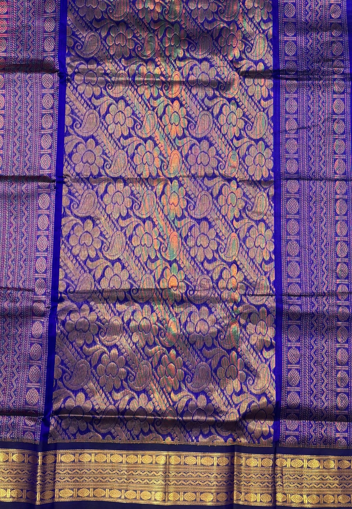 Pure Silk Cotton Saree-Green In Kalyani Zari With Contrast Border