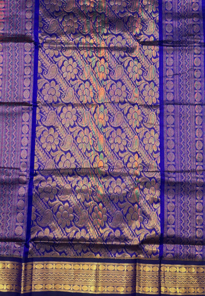 Pure Silk Cotton Saree-Green In Kalyani Zari With Contrast Border