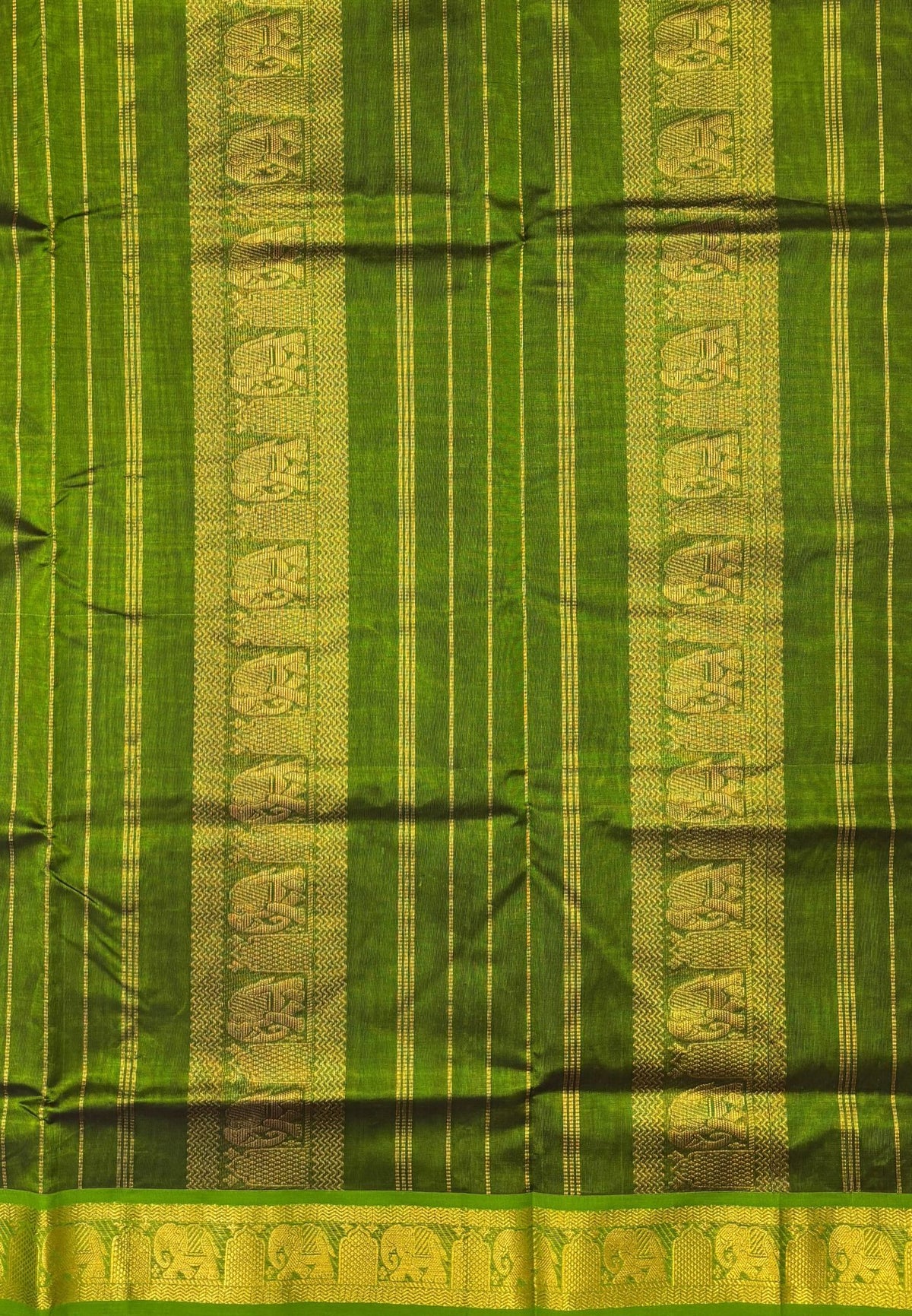 Silk Cotton Saree–Purple-Light Green in Mini Buttas with Contrast Border