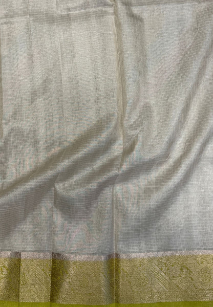 Kota Saree-Cream-Lime Green In Floral Vine Zari Border