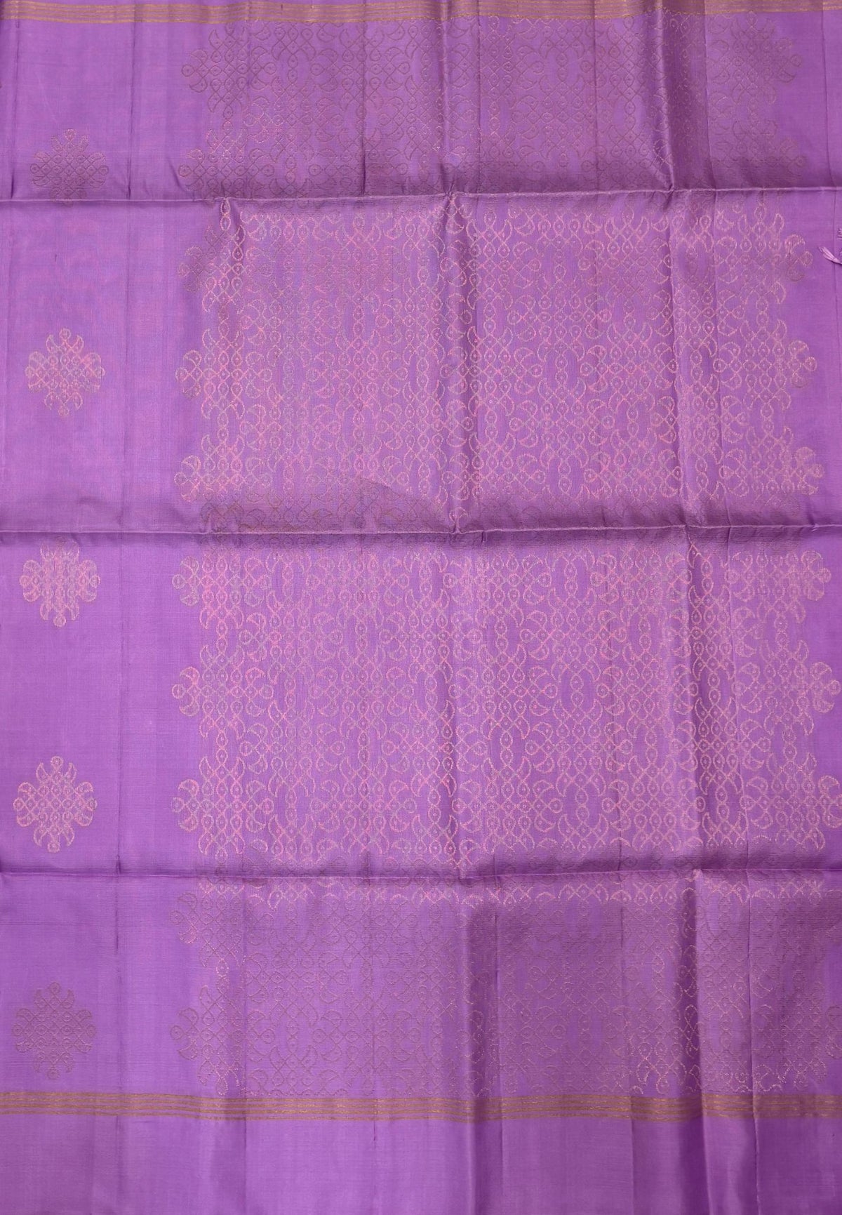 Pure Kanchipuram Silk Saree-Lavender  With Kolam Zari Border