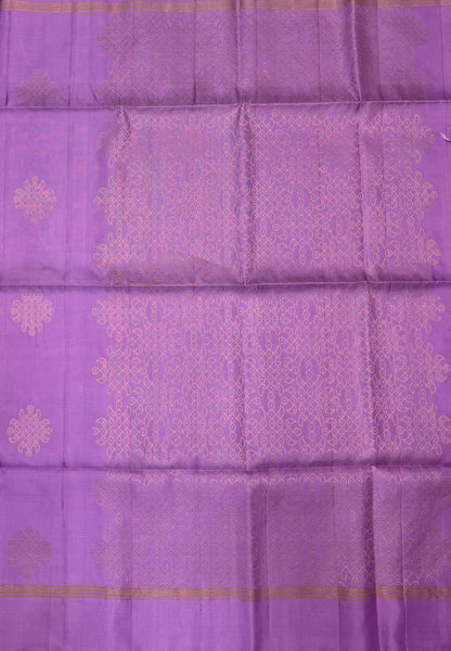 Pure Kanchipuram Silk Saree-Lavender  With Kolam Zari Border