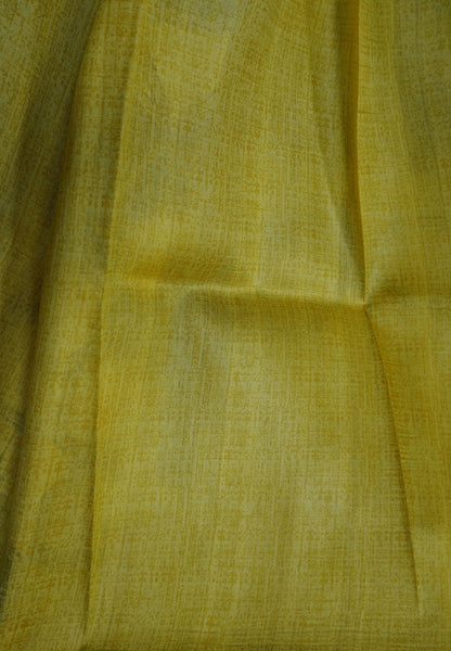 Pure Tussar Saree-Yellow with Black in Circle Pattern