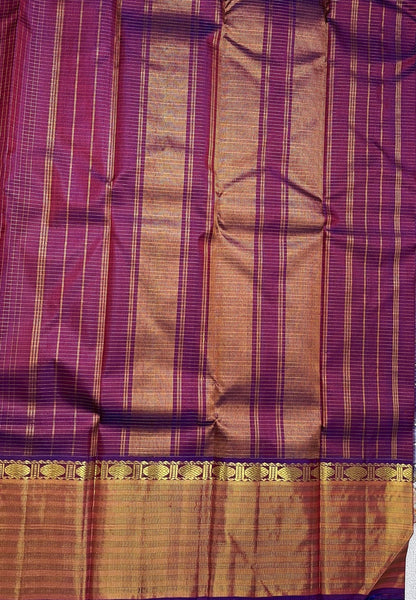 Pure Kanchipuram Silk Saree-Wine with Grand Checkered Border