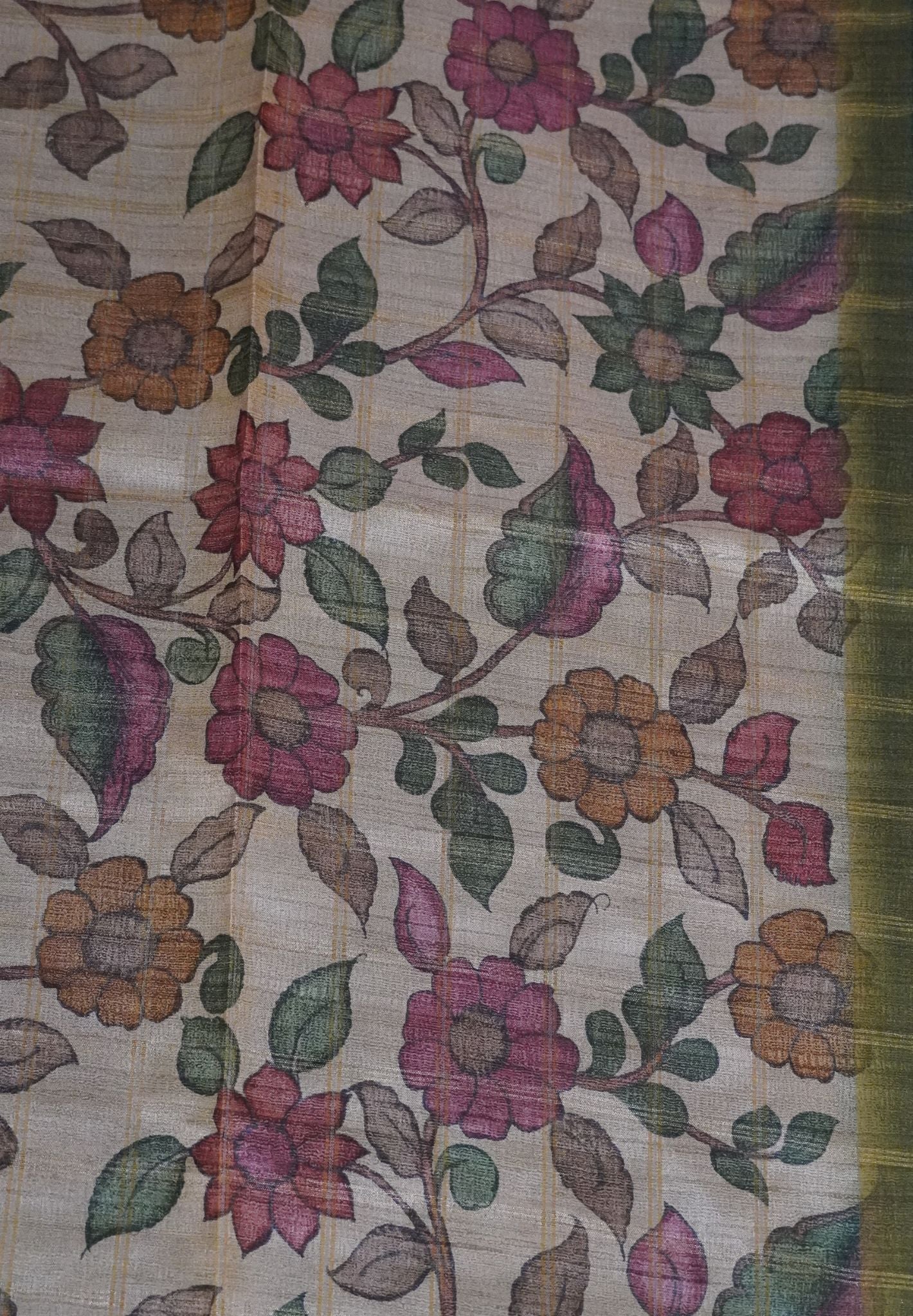 Semi Tussar Saree - Green
