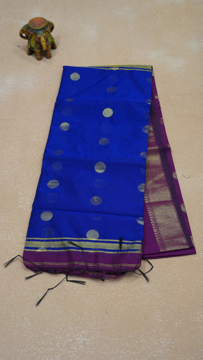 Maheswari Cotton Saree Round Butta-Purple