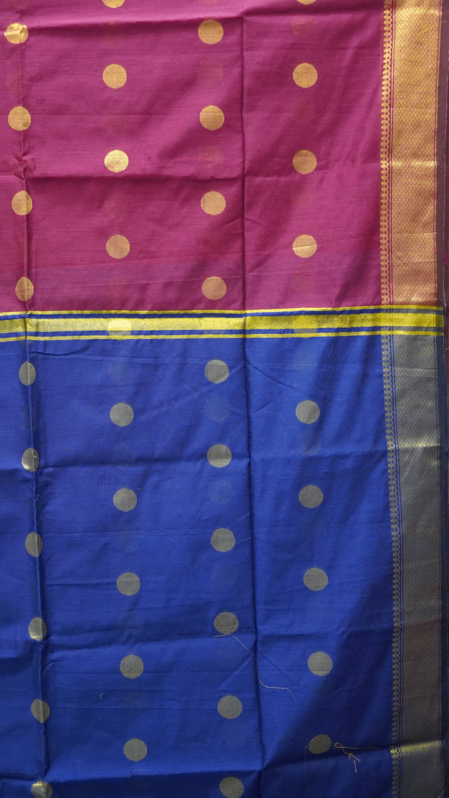 Maheswari Cotton Saree Round Butta-Purple