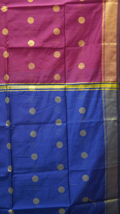 Maheswari Cotton Saree Round Butta-Purple