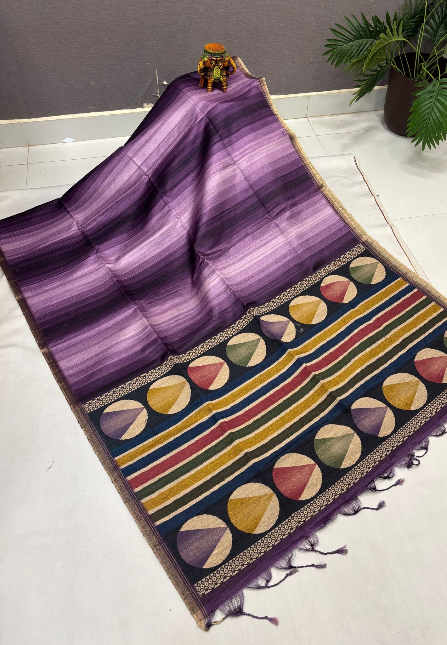 Matka Tussar saree -Purple