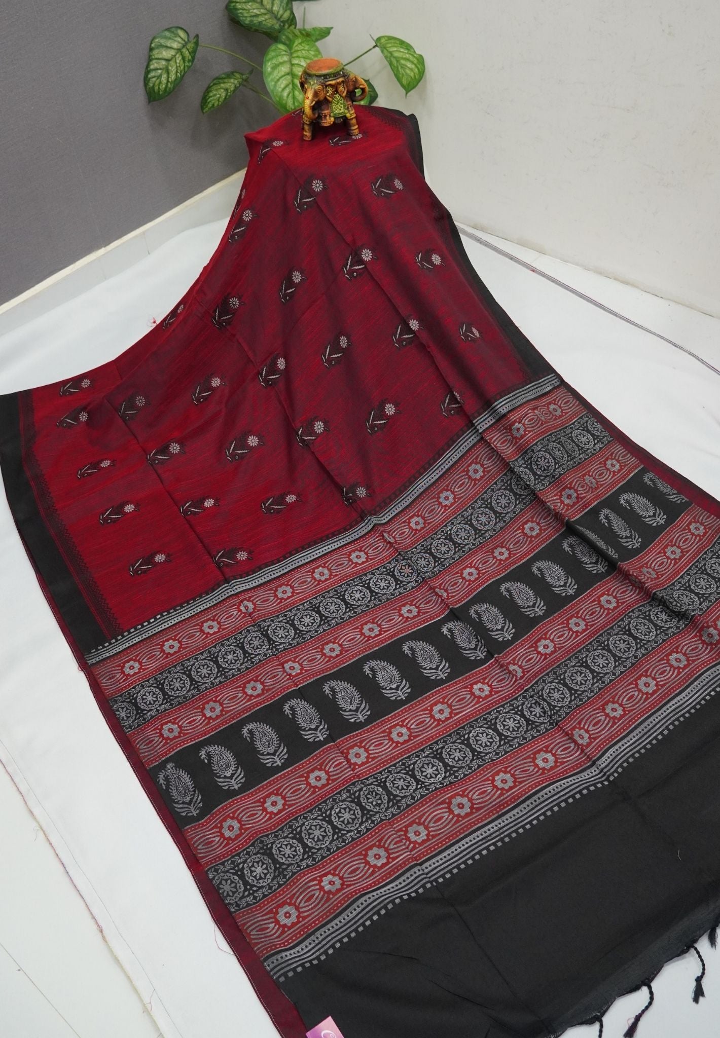 Sambalpuri Cotton Saree-Maroon