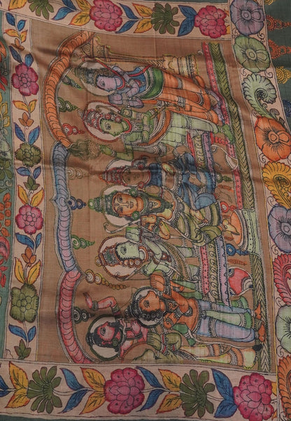 Premium Silk Saree-Metallic Green