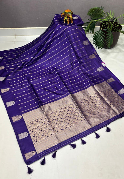 Gaji Silk Saree-Violet with Jumka Zari Butta