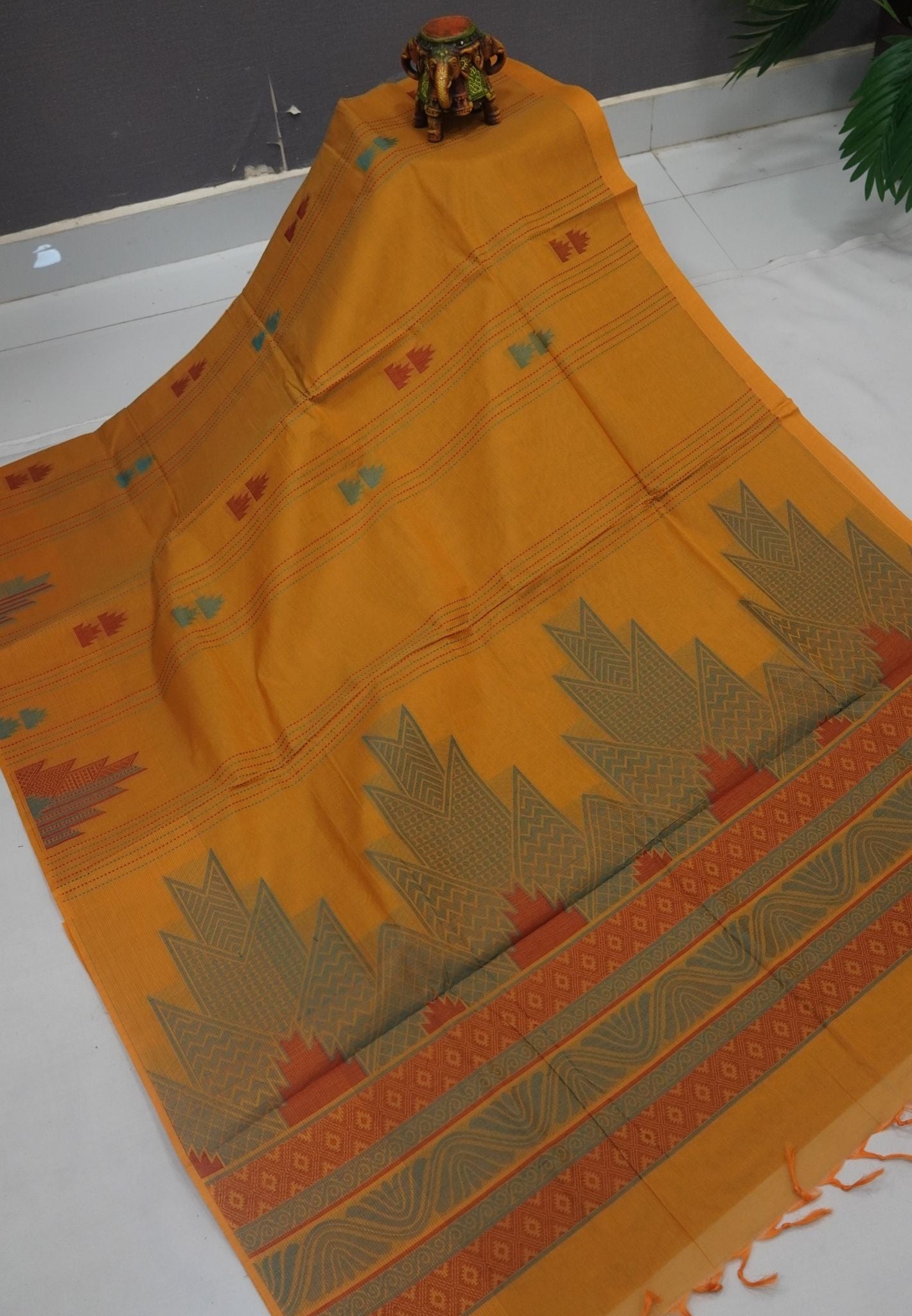 Cotton Saree-Mustard in Thread Work