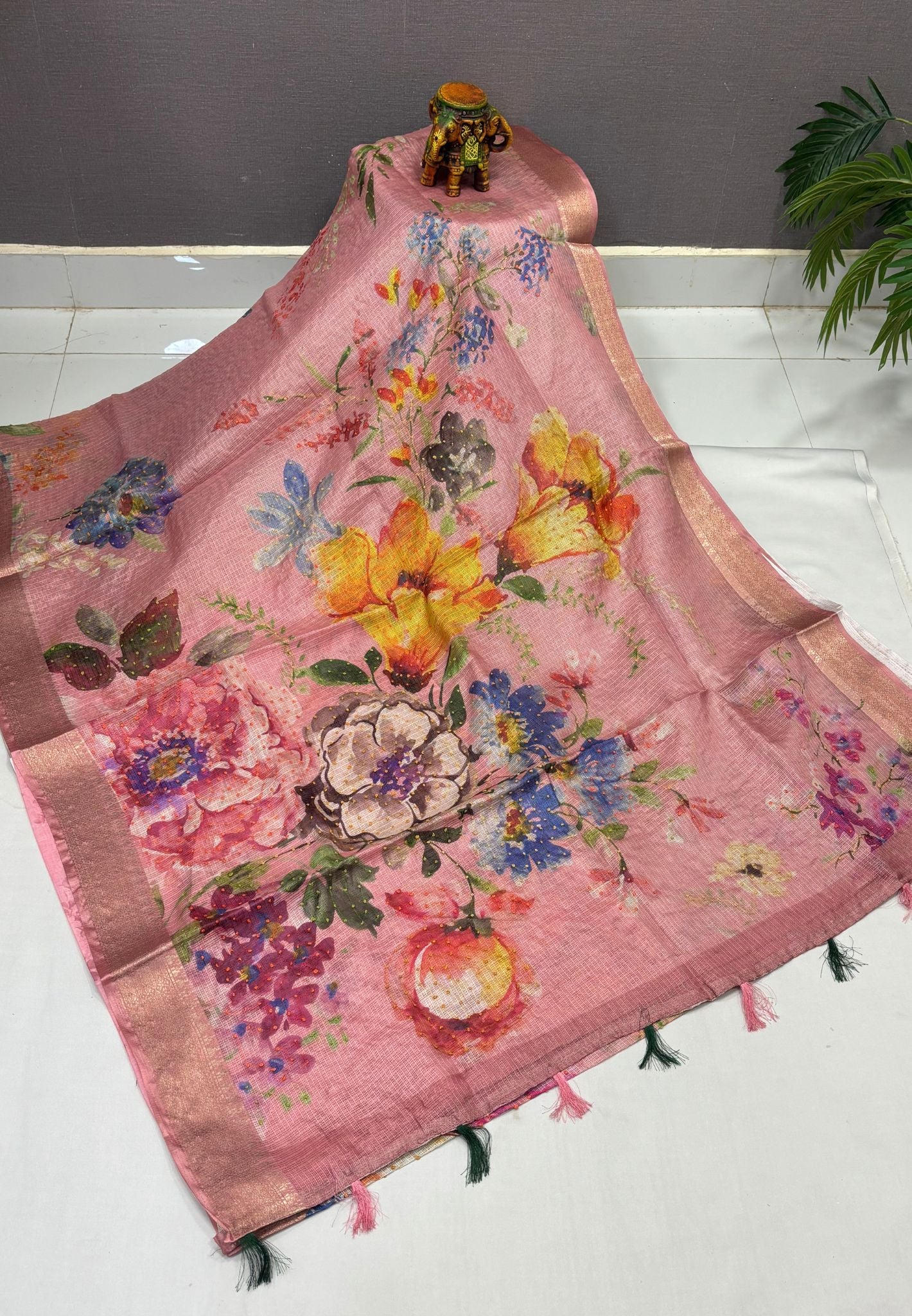 Kota Saree-Light Pink In French Knot Floral Border