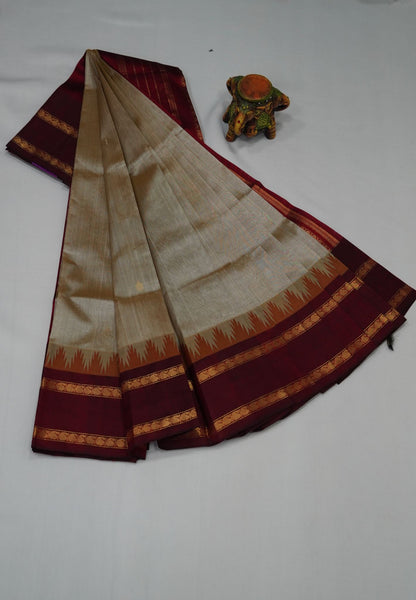 Pure Silk Cotton Saree-Off White