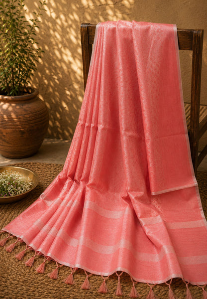 Bhagalpur Cotton Saree -Red