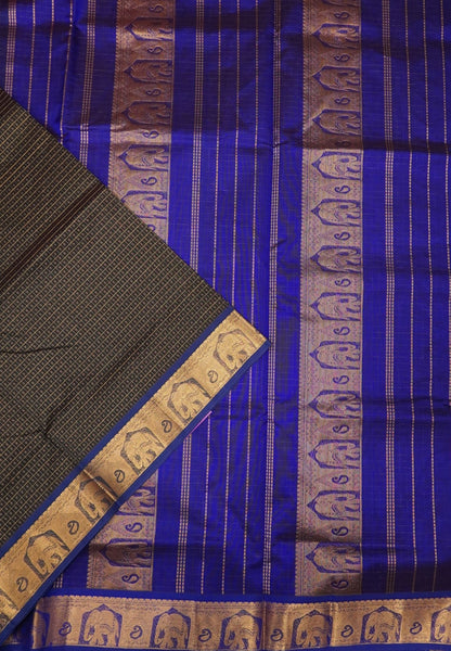 Pure Silk Cotton Saree-Black with Contrast Border in Laksha Deepam