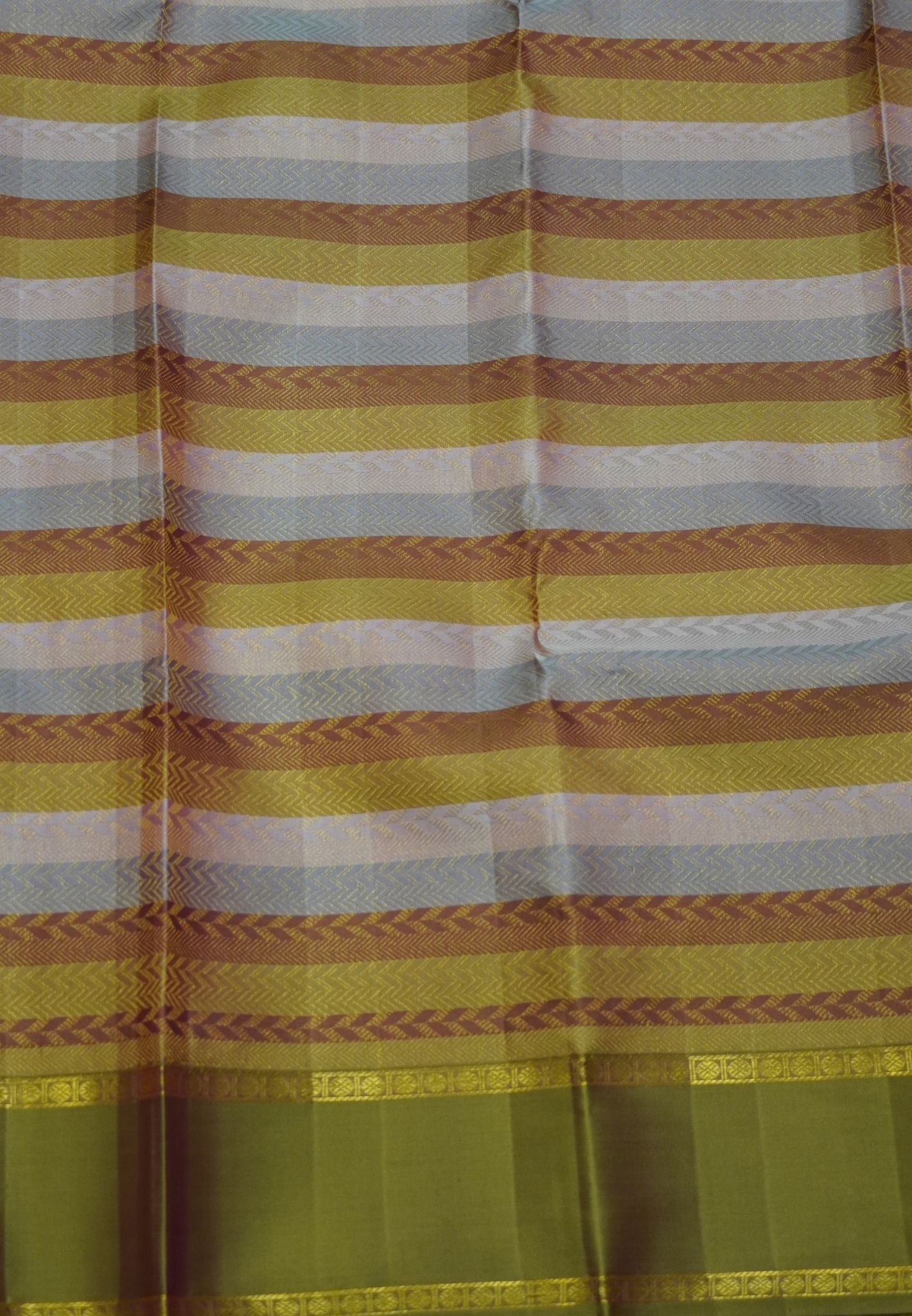 Pure Silk Saree – Rani Pink Checks with Olive Green Border