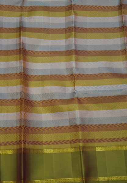 Pure Silk Saree – Rani Pink Checks with Olive Green Border
