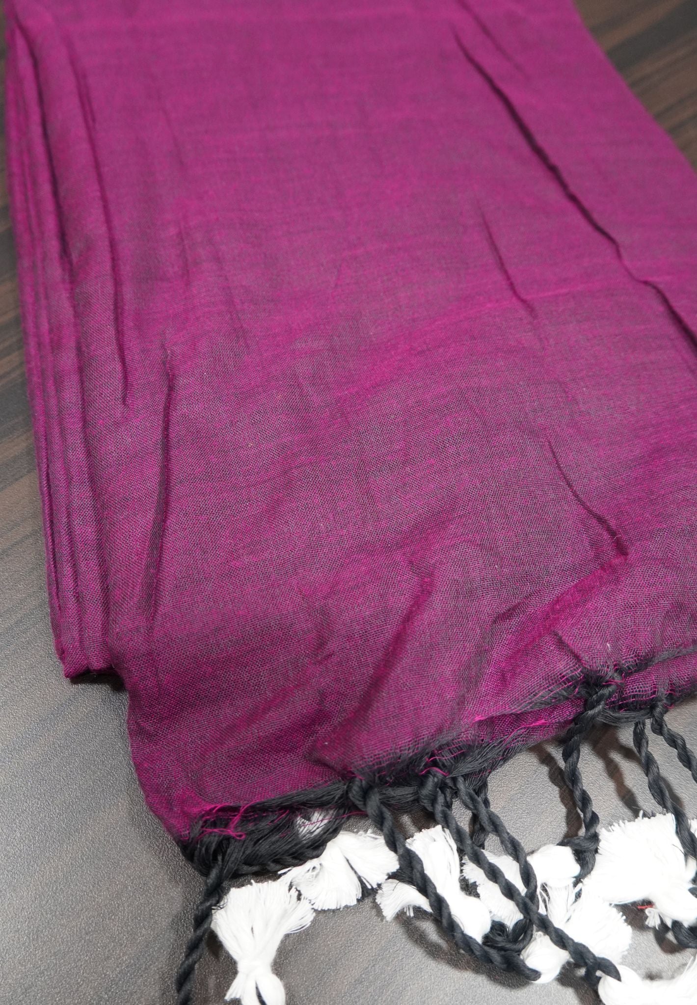 Khadi Cotton Saree - Dark Purple