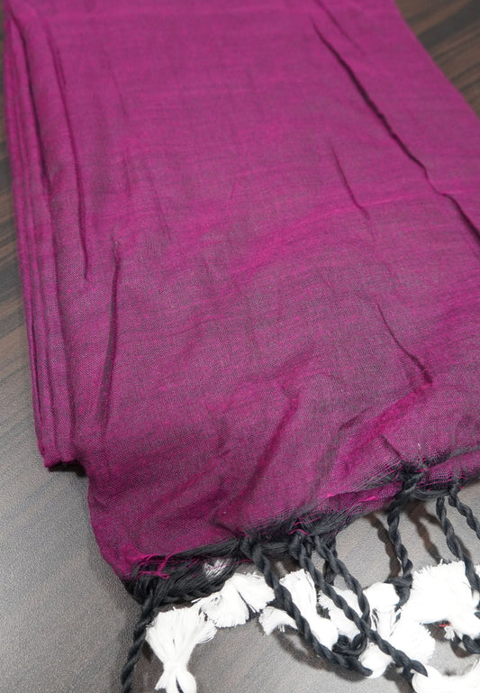 Khadi Cotton Saree - Dark Purple