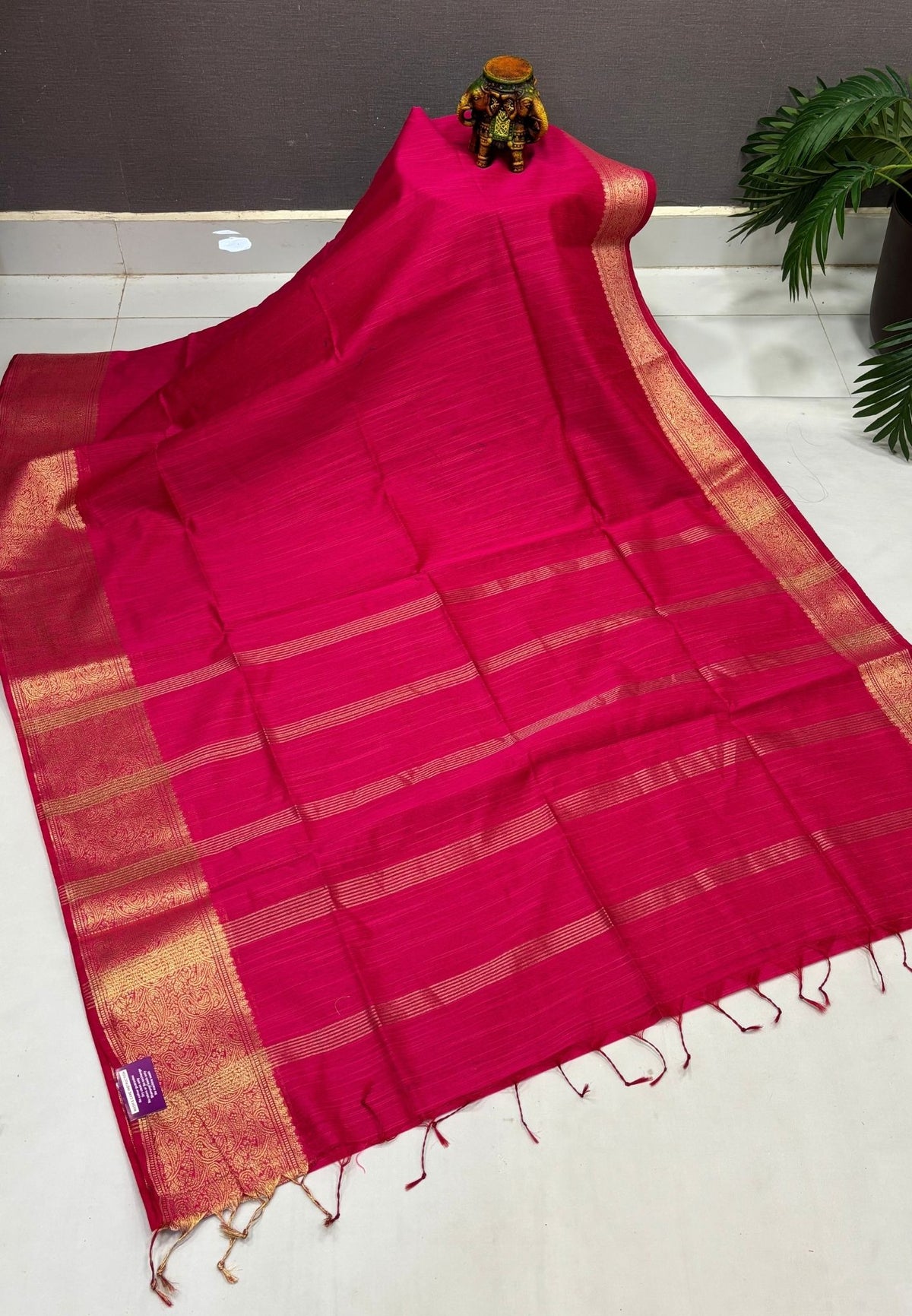 Handloom Silk Cotton Saree-Candy Pink In Manga Brocade Zari Border