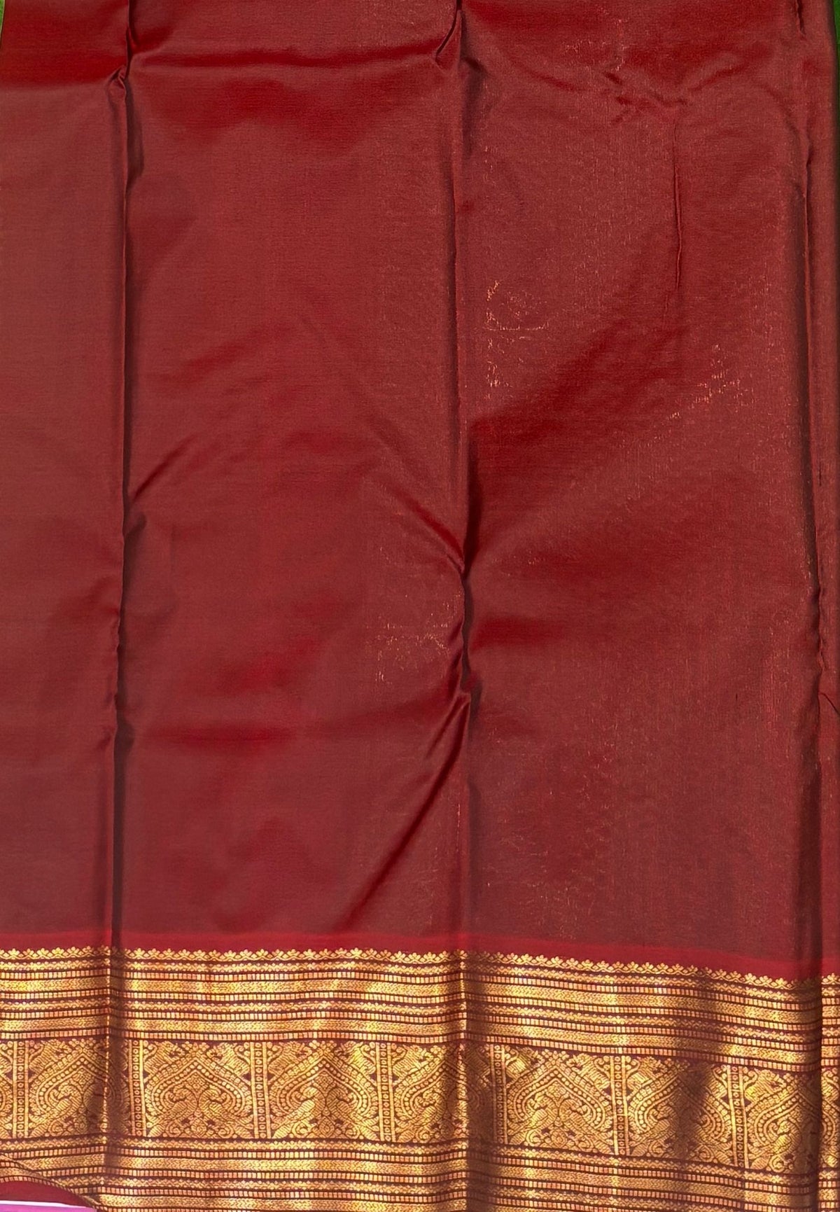 Pure Kanchipuram Silk Saree-Green with Contrast Border