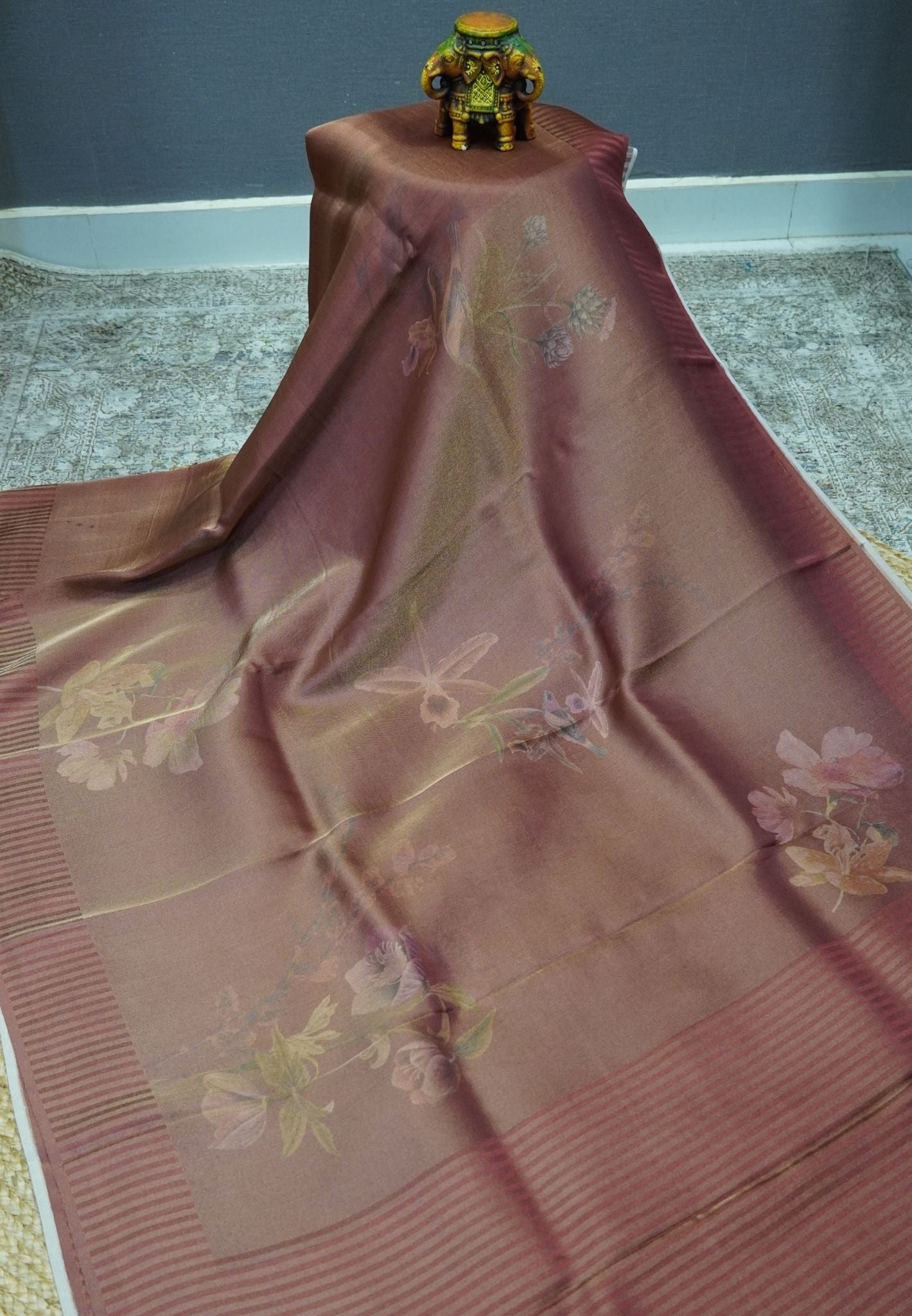 Semi Tissue Silk Saree-Maroon