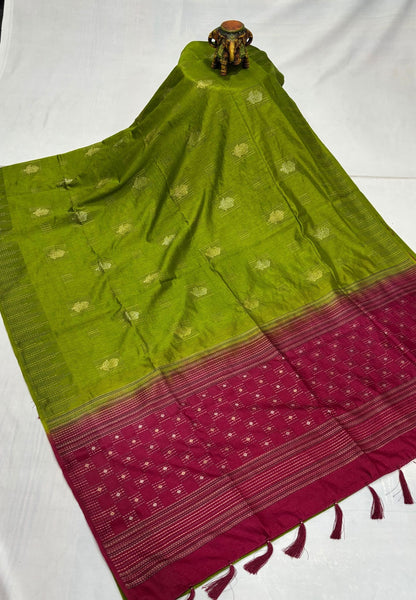 Chanderi Saree-Light Green with Zari Lines