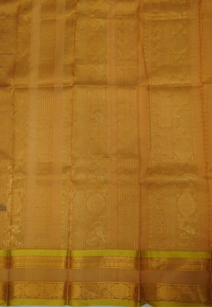 Pure Silk Cotton Saree-Coffee Brown in Golden Zari Checks with Contrast Border