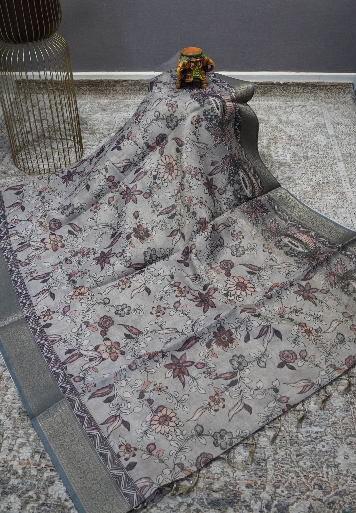 Tissue Kota Saree-Grey