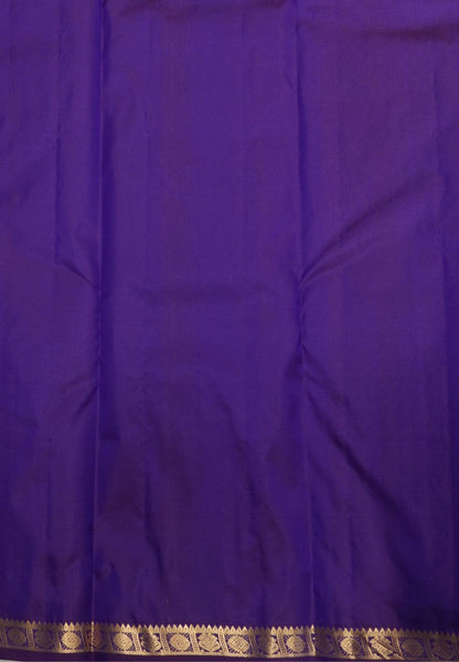 Pure Kanchipuram Silk Saree-Ms Blue with Small Border