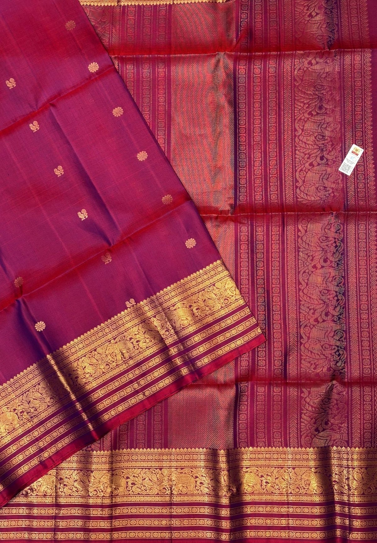 Pure Kanchipuram Silk Saree-Pastel Pink in Grand Floral Annam Zari Border