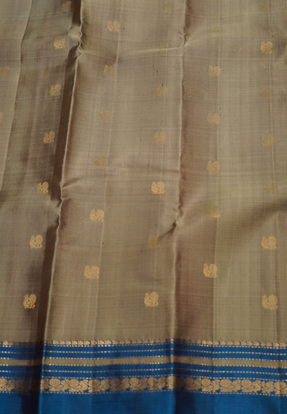 Pure Silk Saree – Grey Blue with Elegant Zari Weave