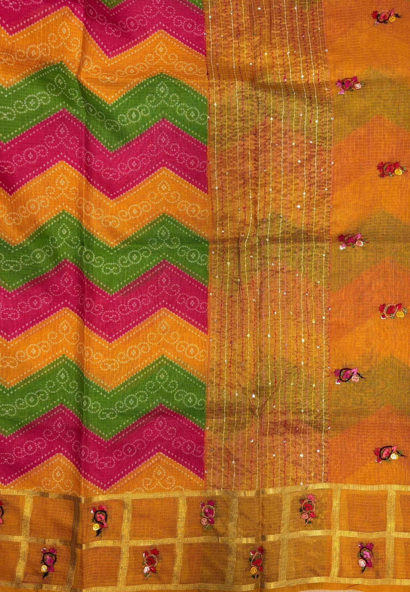 Pure Kota Saree-Yellow In Floral Gridwork Border