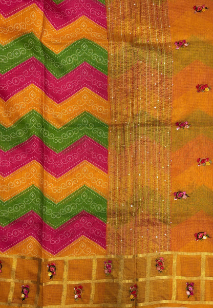 Pure Kota Saree-Yellow In Floral Gridwork Border