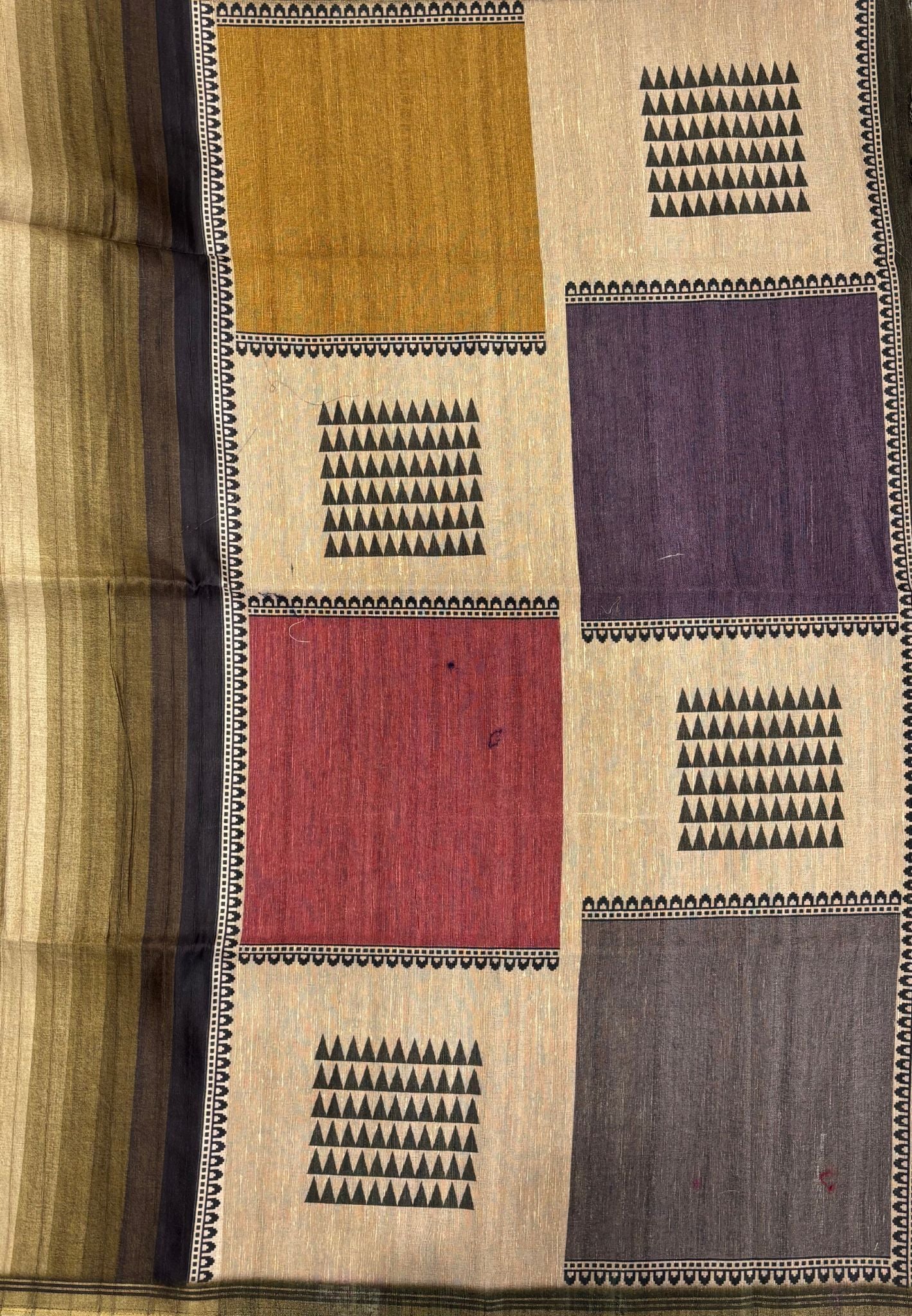 Matka Tussar saree -Olive Green