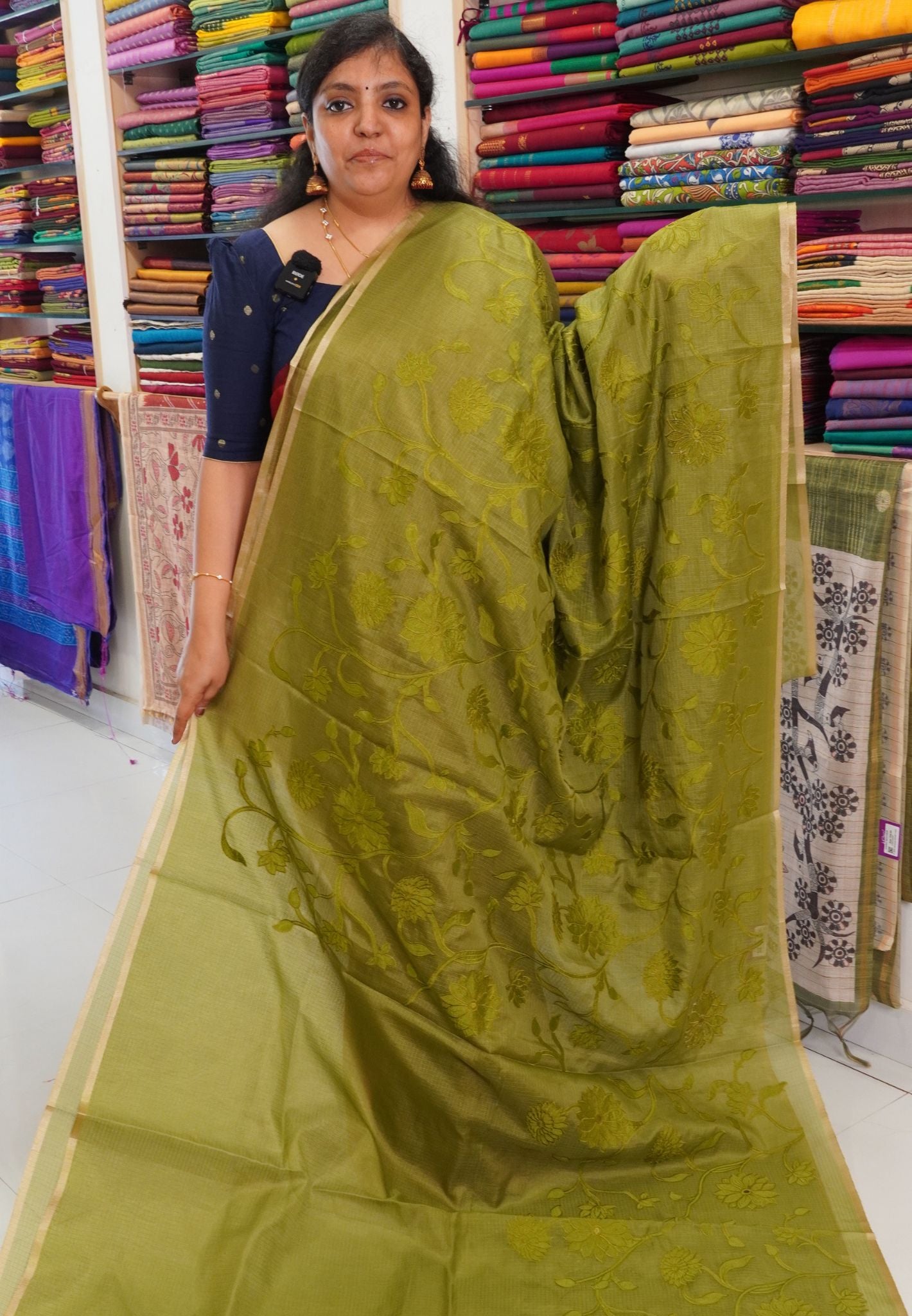 Silk Kota Saree -Sage Green