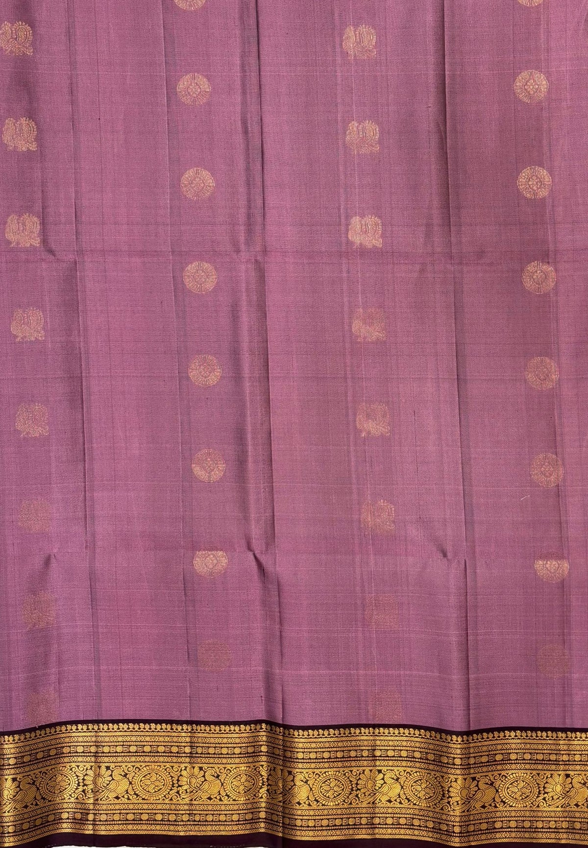 Pure Kanchipuram Silk Saree-Mauve Pink With Contrast Border