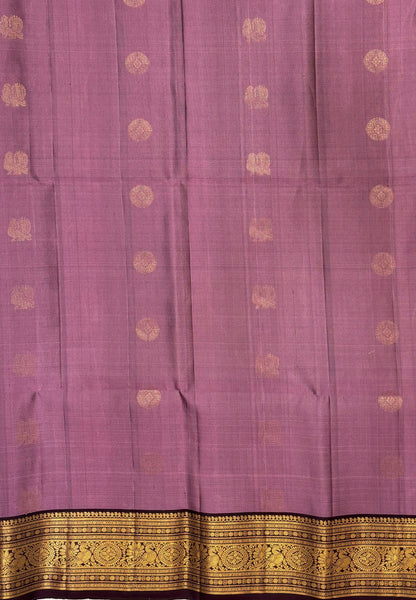 Pure Kanchipuram Silk Saree-Mauve Pink With Contrast Border