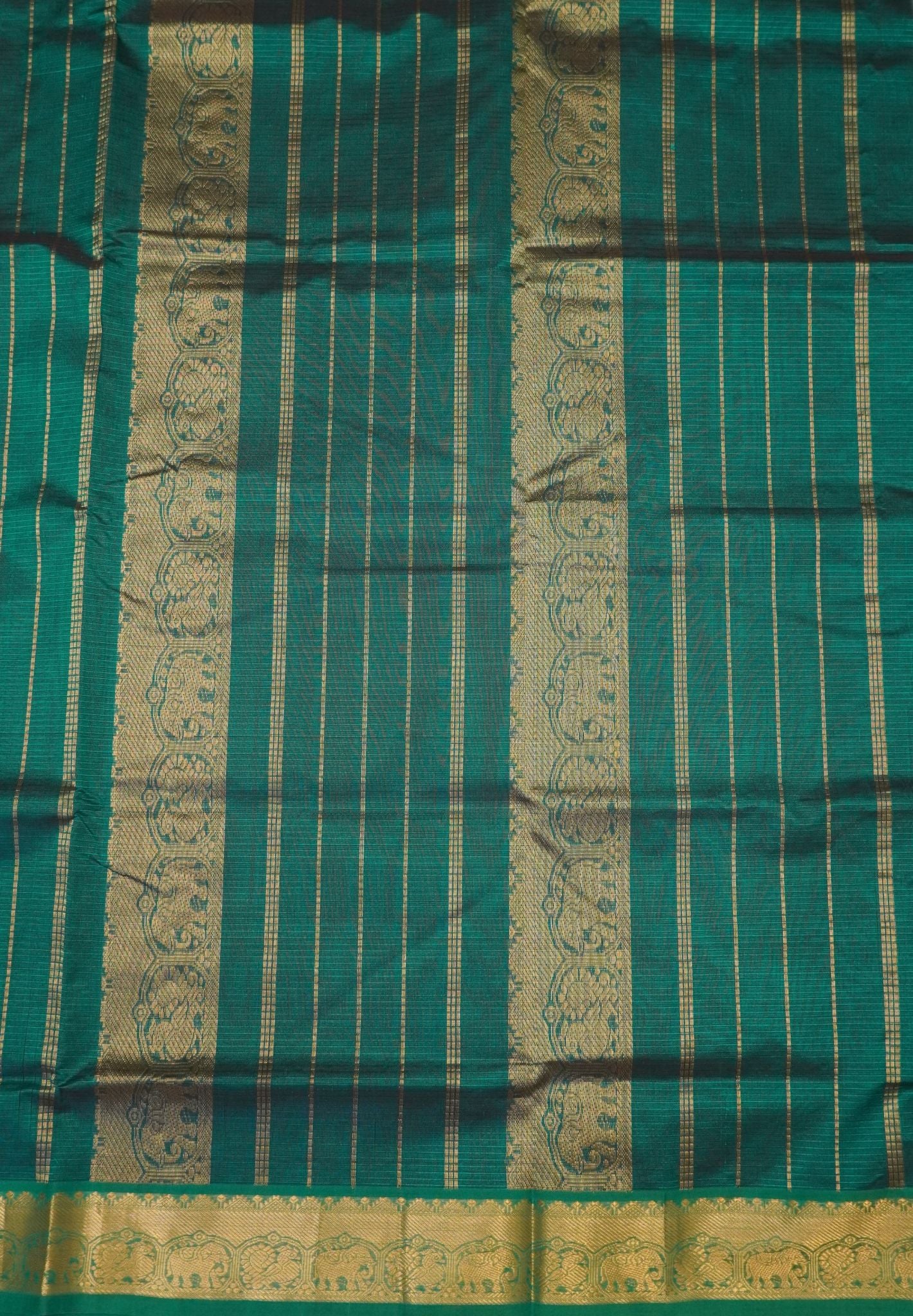 Pure Silk Cotton Saree-Wine Stripes with Zari Woven Border