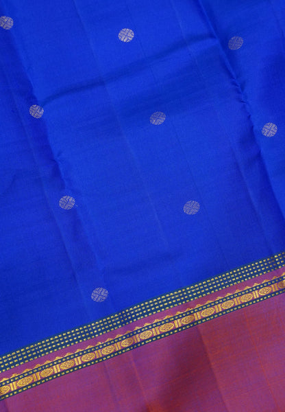 Pure Kanchipuram Silk Saree-Ink Blue with Retapett Border