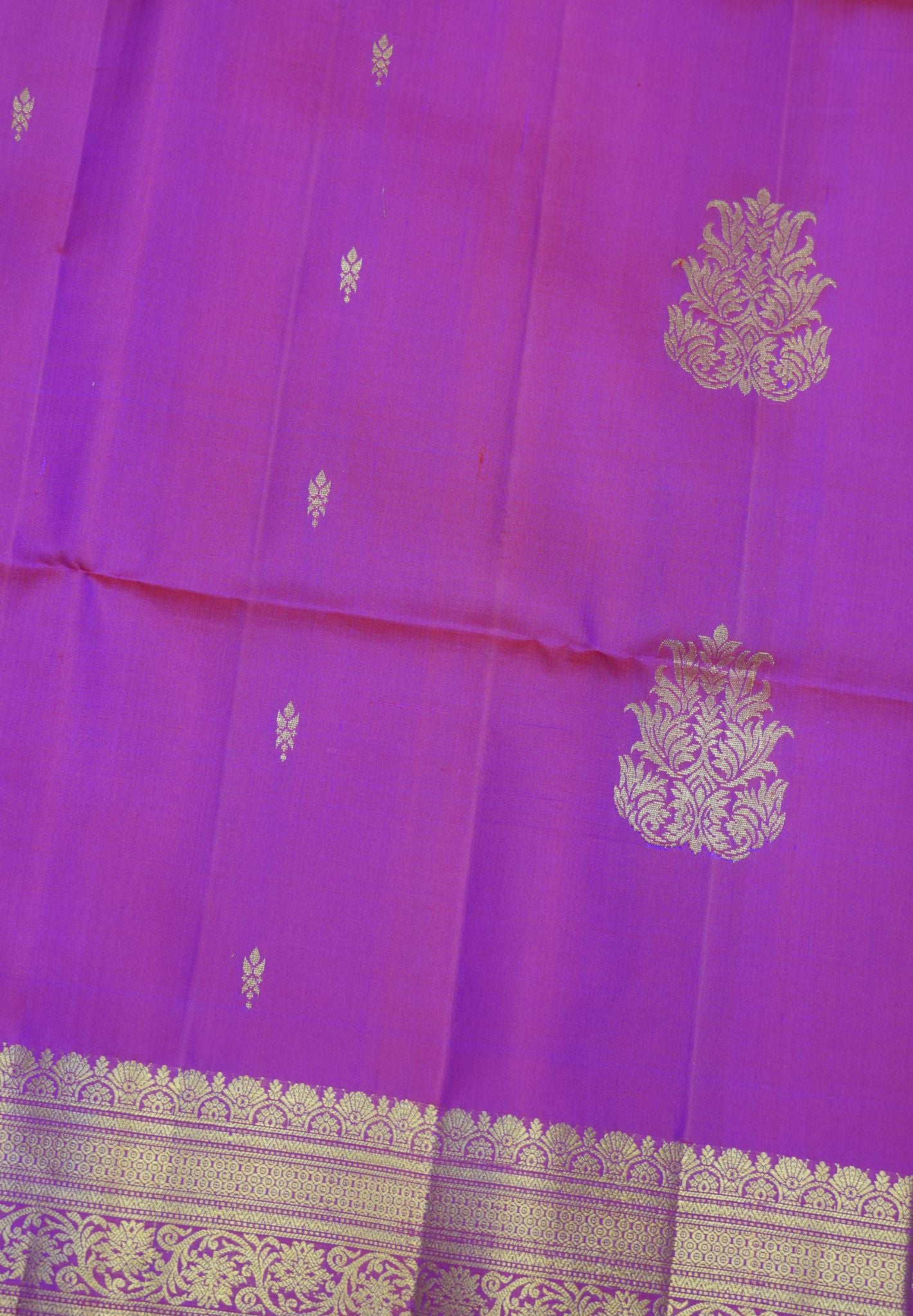 Pure Soft Silk Saree – Rani Pink with Floral Brocade Border